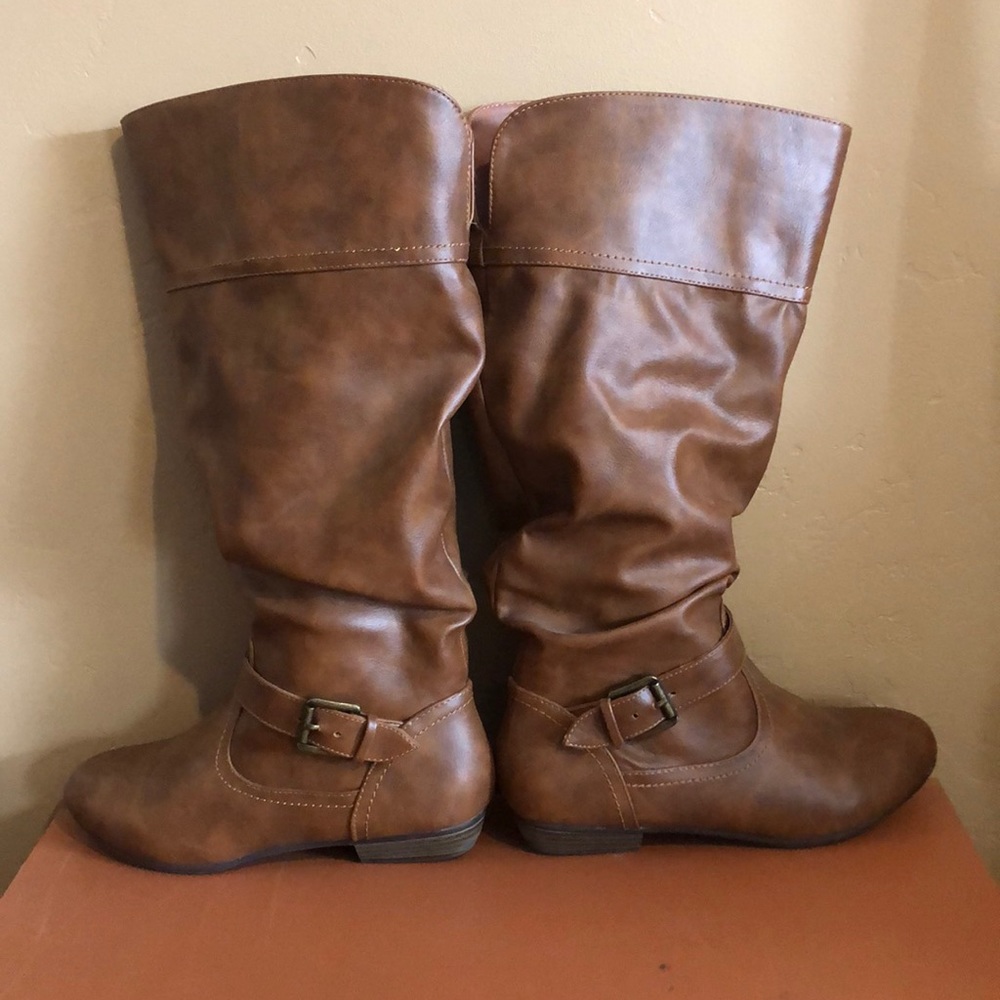 Tall below knee faux leather boots